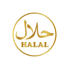 golden 100 % Halal art, Halal certification vector, halal vector icon