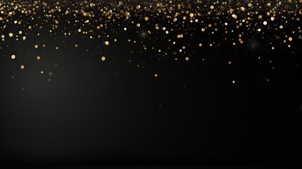black abstract background with gold shimmer. Copy space