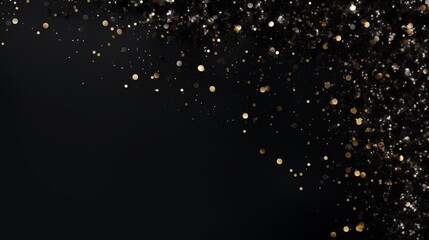 black empty background with silver sparkles. space for text - obrazy, fototapety, plakaty