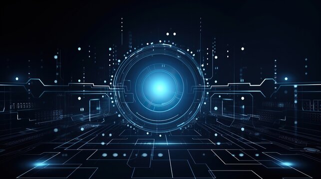 blue eye cyber security concept background,circuit board future technology, abstract high speed digital internet