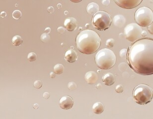 Pastel watercolour liquid with shiny pearly round bubble balls as background. 