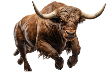 Raging, muscular bull in attack pose - obrazy, fototapety, plakaty