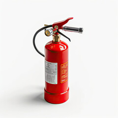 Red Fire Extinguisher on White Background, Safety Equipment for Fire Emergencies