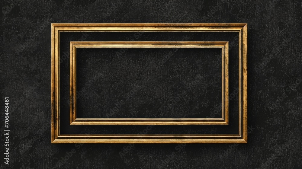 Poster a gold frame hanging on a black wall. perfect for adding a touch of elegance to any room