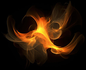 Vibrant Swirl of Orange and Yellow on Black Background