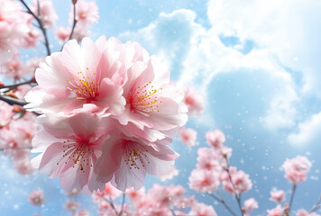 Fototapeta premium Close Up of Pink Flower on Tree, Beauty in Nature