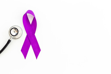 Purple ribbon symbol of pancreas cancer and Alzheimer's disease awareness concept