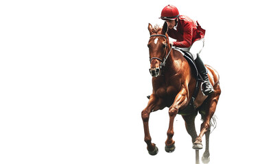 Jockey on Horse on Transparent Background - obrazy, fototapety, plakaty