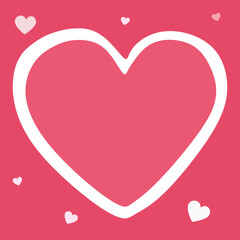 Pink Heart Sticker. Valentines day Vector illustration isolated on white. Love Postcard, Romantic concept Design object for Card, Mobile messenger App, Flyer. Cartoon or Flat style Graphic Art.