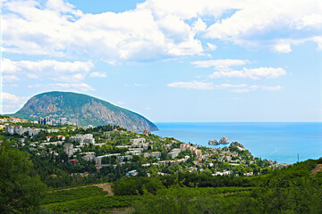 Aerial view of Crimea coastline near Yalta - obrazy, fototapety, plakaty