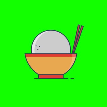 Bakpao or Baozi: animated vector illustration on green background