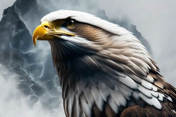 Close up of eagle on solid background
