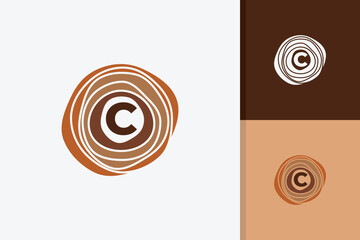 wood logo with letter c vector template