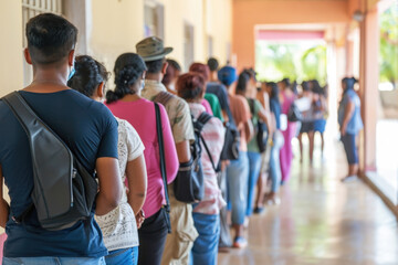 Enrollment Process At School: Lineup Of People