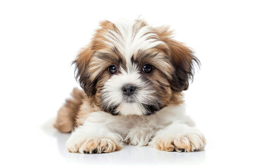 Adorable Shih Tzu Puppy Showcasing On A Pristine, White Background
