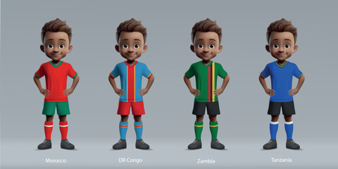 Africa tournament 2023. group F team uniform of africa countries - obrazy, fototapety, plakaty