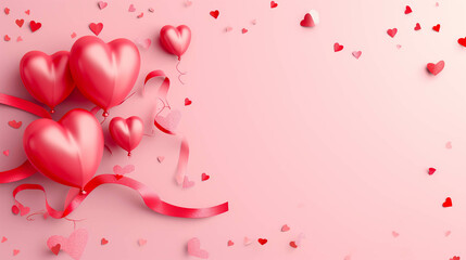 Obraz premium Many red and black heart-shaped items are painted on a rustic wood background, featuring a romantic ruins style, vintage-inspired still life elements.