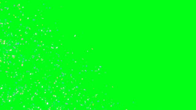 Swirling one million confetti from bottom left to top right on the greenback background.	