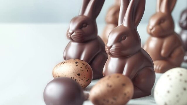 festive easter bunny, chocolate eggs, sweet, celebration, egg hunt, isolated on white background