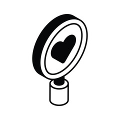 Visually perfect icon of love search in trendy style, vector of finding love