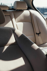 Interior of a business-class car, white perforated leather, aluminum, black lacquer, interior...