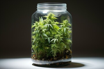 isolated marijuana jar. Generative AI - obrazy, fototapety, plakaty