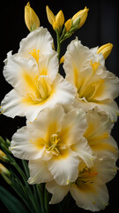 photo close up yellow gladiolus flower details. generated AI