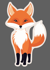 Obraz premium Cute fox. Vector illustration. Isolated on gray background.