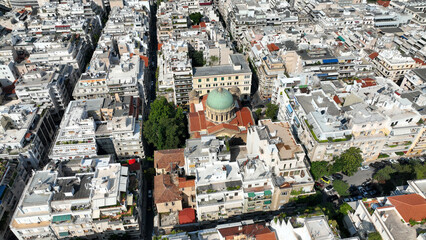 Aerial drone photo of Athens historic centre urban dense cityscape a popular tourist attraction,...