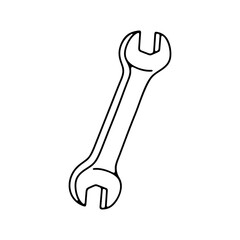 Wrench and spanner, linear graphic design. Repair shop, workshop, auto repair shop and car service, illustration