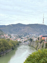Panoramic Top View Of Tbilisi Center, Georgia, Famous Landmarks