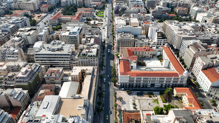Aerial drone photo of Athens historic centre urban dense cityscape a popular tourist attraction,...