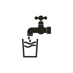 Isolated pictogram of safe to drink water, with illustration of water drop from tapping water