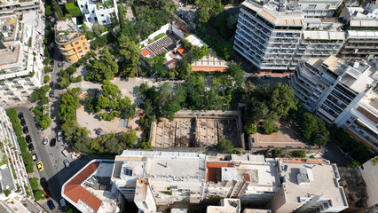Aerial drone photo of Athens historic centre urban dense cityscape a popular tourist attraction,...