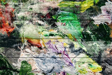 Abstract oil painting background. Oil on wooden texture. Hand drawn oil painting on wood surface.