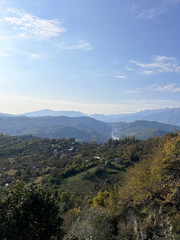Naklejka premium mountain landscape and view, high angle, Georgian nature