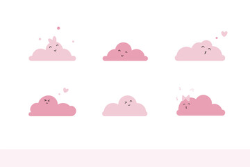 pink cloud cartoon with valentine love theme vector