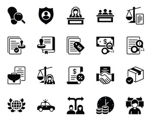 Glyph icons set for Law and Justice.