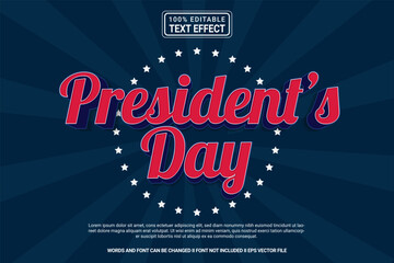 Fototapeta na wymiar Editable text effect Presidents' day 3d cartoon template stlye modren premium vector