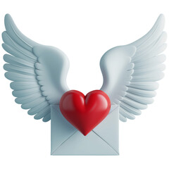 Fototapeta premium Winged love letter with heart elements, 3d design. suitable for valentines day, anniversaries, and design elements