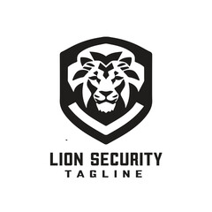 Lion security logo design vector template