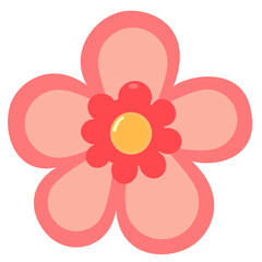 pink blooming cherry blossoms or sakura. minimal flat design. Vector clip art illustration.