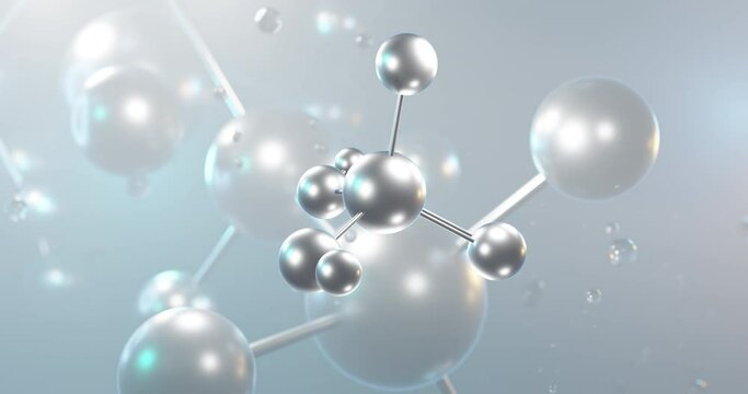 Sulfuric acid rotating 3d molecule, molecular structure of sulphuric acid, seamless video