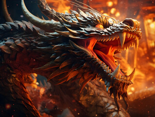 Fierce and Furious Fantasy Dragon AI Artwork 