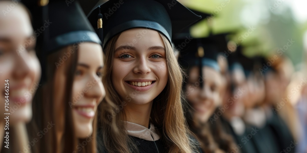 Wall mural university 21s or college students and friends with happiness smile proud of certificate achievement