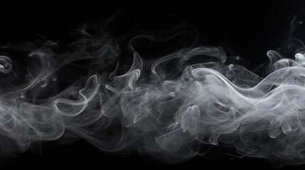 Ethereal White Smoke in Artistic Motion: A Magical Powder Dance on Isolated Black Background - Captivating Abstract Concept