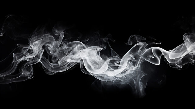 Ethereal White Smoke in Artistic Motion: A Magical Powder Dance on Isolated Black Background - Captivating Abstract Concept