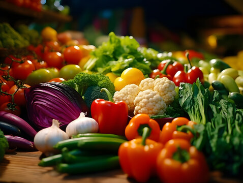 Fresh Vegetables in Shop AI Photo
