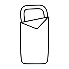 Warm sleeping bag concept, Backpacking Hiking Bed vector icon design, Camping and outdoor symbol, extreme sports equipment sign, Backpack and Adventure travel  elements stock illustration 