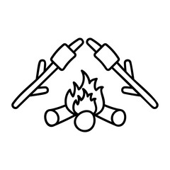 Bone fire at campsite concept, Grilling the Food at Picnic vector icon design, Camping and outdoor symbol, extreme sports equipment sign, Backpack and Adventure travel  elements stock illustration 